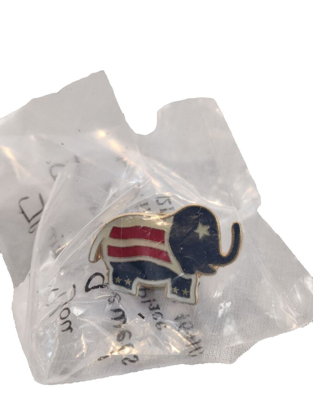 VTG Republican Patriotic Elephant Lapel Pin Red White Blue Enamel 3/4" G.O.P.